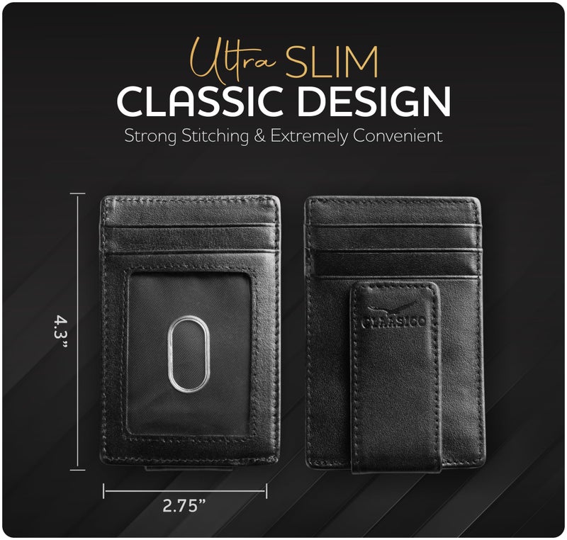 Claasicoâ„¢ Money Clip Leather Wallet For Men Slim Front Pocket RFID Blocking with Super Strong Magnetic - Image 4